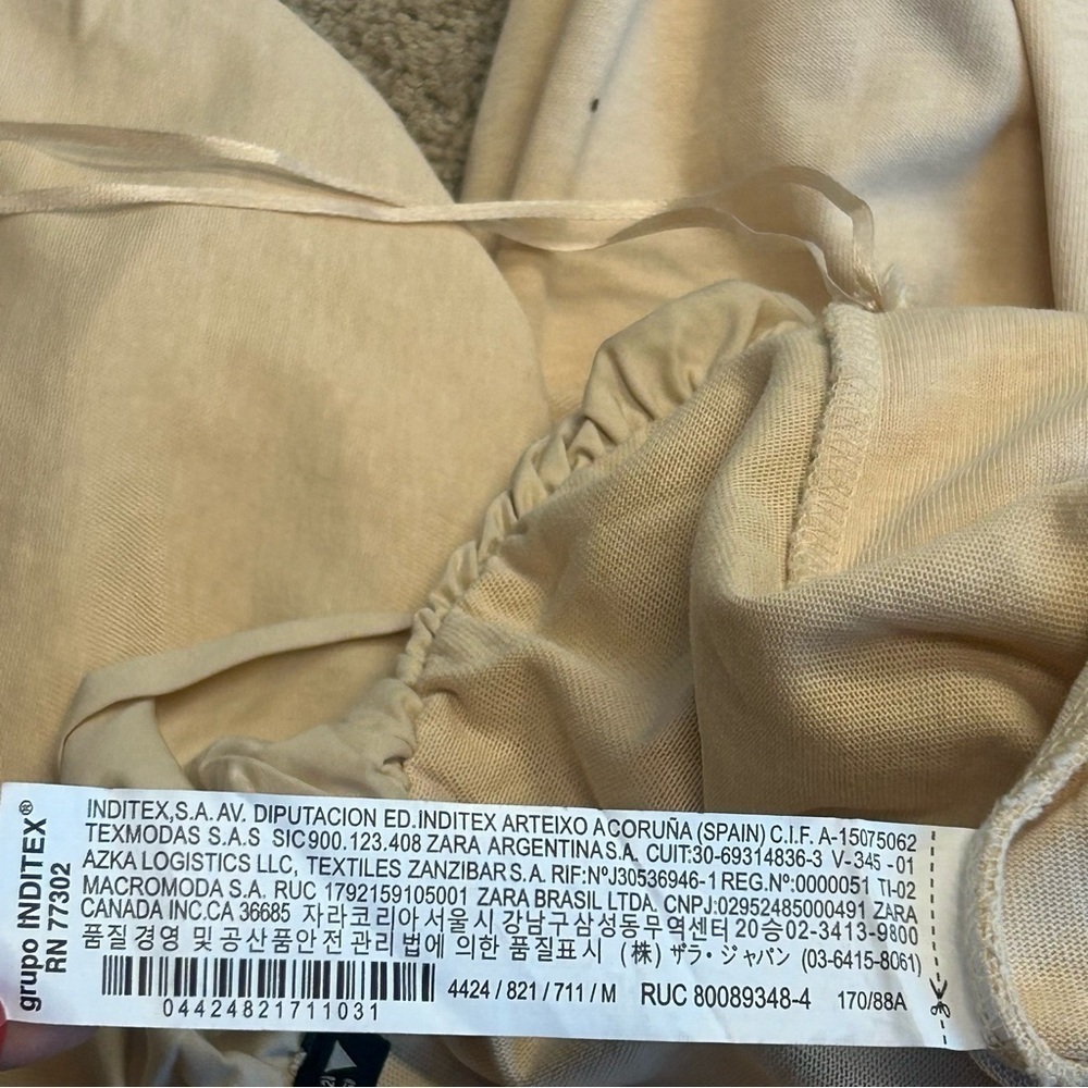 Zara beige cream ruffle frill halter top wide leg jumpsuit 100% cotton S NWOT - Picture 10 of 16